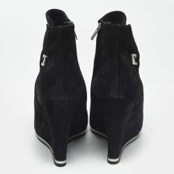 Pre Owned Le Silla Black Suede Wedge Ankle Boots Size 40