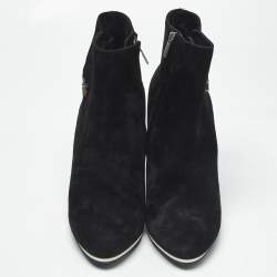 Pre Owned Le Silla Black Suede Wedge Ankle Boots Size 40