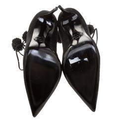 Pre Owned Le Silla Black Suede Lace Up Pointed Toe Ankle Boots Size 39.5