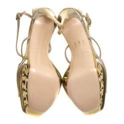 Le Silla Metallic Gold Leather Venus Cross Strap Platform Sandals Size 40