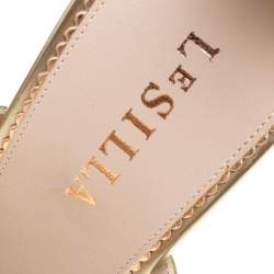 Le Silla Metallic Gold Leather Venus Cross Strap Platform Sandals Size 40