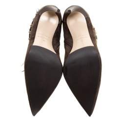 Le Silla Brown Suede Feather Trimmed Pointed Toe Ankle Boots Size 41