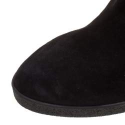 Pre Owned Le Silla Black Suede Studded Concealed Platform Boots Size 41