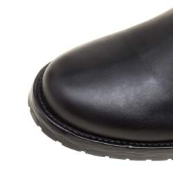 Pre Owned Le Silla Black Leather And Leopard Print Pony Hair Ankle Boots Size 40