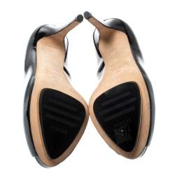 Pre Owned Le Silla Black Patent Leather Peep Toe Platform Pumps Size 38