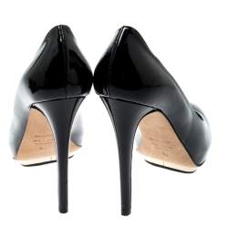 Pre Owned Le Silla Black Patent Leather Peep Toe Platform Pumps Size 38