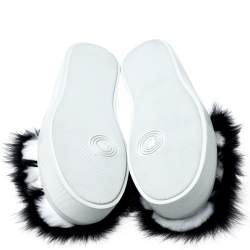 Le Silla Monochrome Leather And Fur Slip On Sneakers Size 40