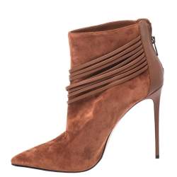 Pre Owned Le Silla Brown Suede Strap Embellished Detail Ankle Booties Size 40