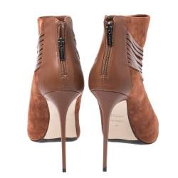 Pre Owned Le Silla Brown Suede Strap Embellished Detail Ankle Booties Size 40
