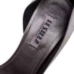 Pre Owned Le Silla Grey Satin Crystal Embellished Strappy Sandals Size 38