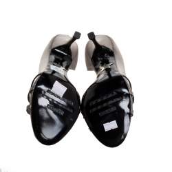 Pre Owned Le Silla Grey Satin Crystal Embellished Strappy Sandals Size 38