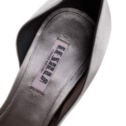 Pre Owned Le Silla Grey Satin Crystal Embellished Strappy Sandals Size 38.5