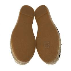 Pre Owned Le Silla Black Leather And Suede Embellished Espadrille Flats size 41