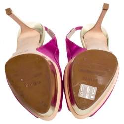 Pre Owned Le Silla Pink Satin Bow Slingback Sandals Size 39