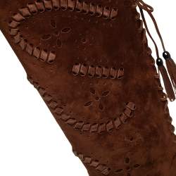 Pre Owned Le Silla Brown Suede Knee Length Boots Size 38.5