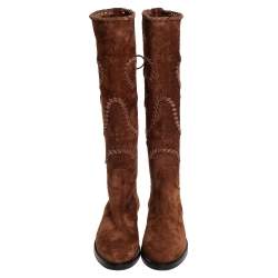 Pre Owned Le Silla Brown Suede Knee Length Boots Size 38.5