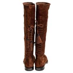 Pre Owned Le Silla Brown Suede Knee Length Boots Size 38.5