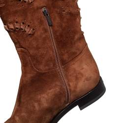 Pre Owned Le Silla Brown Suede Knee Length Boots Size 38.5