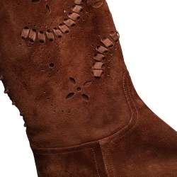 Pre Owned Le Silla Brown Suede Knee Length Boots Size 38.5