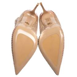 Pre Owned Le Silla Beige Crystal Embellished Mesh Ankle Boots Size 38.5