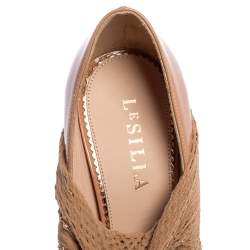 Pre Owned Le Silla Beige Crystal Embellished Mesh Ankle Boots Size 38.5