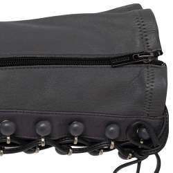 Pre Owned Le Silla Grey Leather Lace Up Mid Calf Boots Size 38.5