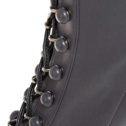 Pre Owned Le Silla Grey Leather Lace Up Mid Calf Boots Size 40