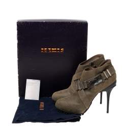 Le Silla Olive Green Suede Stivaletto Ankle Boots Size 38