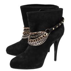 Pre Owned Le Silla Black Suede Stivaletto Ankle Boots Size 40