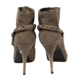 Pre Owned Le Silla Grey Nubuck Leather Ankle Boots Size 40