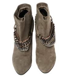 Pre Owned Le Silla Grey Nubuck Leather Ankle Boots Size 40