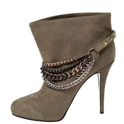 Pre Owned Le Silla Grey Nubuck Leather Ankle Boots Size 40