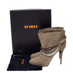 Pre Owned Le Silla Grey Nubuck Leather Ankle Boots Size 40