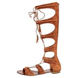 Pre Owned Le Silla Brown Suede Gladiator Sandals Size 41