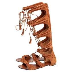 Pre Owned Le Silla Brown Suede Gladiator Sandals Size 41