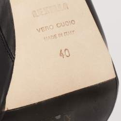 Pre Owned حذاء بوت بطول الكاحل لي سيلا جلد أسود نعل سميك مقاس 40