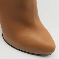 Pre Owned Le Silla Caramel Brown Leather Knee Length Boots Size 37