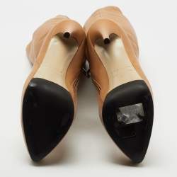 Pre Owned Le Silla Caramel Brown Leather Knee Length Boots Size 37