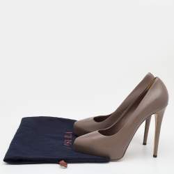 Le Silla Grey Leather Platform Pumps Size 38