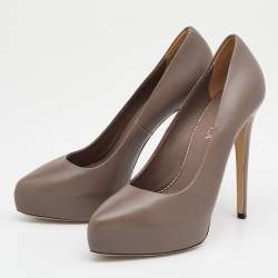 Le Silla Grey Leather Platform Pumps Size 38