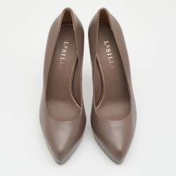 Le Silla Grey Leather Platform Pumps Size 38