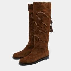 Pre Owned Le Silla Brown Suede Knee Length Boots Size 41