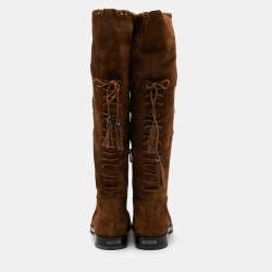 Pre Owned Le Silla Brown Suede Knee Length Boots Size 41