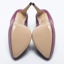 Pre Owned Le Silla Purple Leather Platform Pumps Size 38