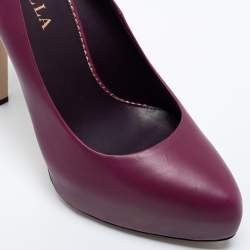 Pre Owned Le Silla Purple Leather Platform Pumps Size 38