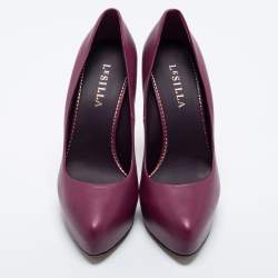 Pre Owned Le Silla Purple Leather Platform Pumps Size 38