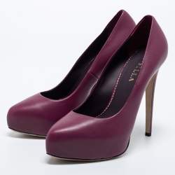 Pre Owned Le Silla Purple Leather Platform Pumps Size 38
