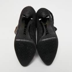 Pre Owned Le Silla Black Nubuck Leather Stivaletto Ankle Boots Size 40