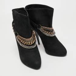 Pre Owned Le Silla Black Nubuck Leather Stivaletto Ankle Boots Size 40