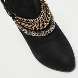 Pre Owned Le Silla Black Nubuck Leather Stivaletto Ankle Boots Size 40